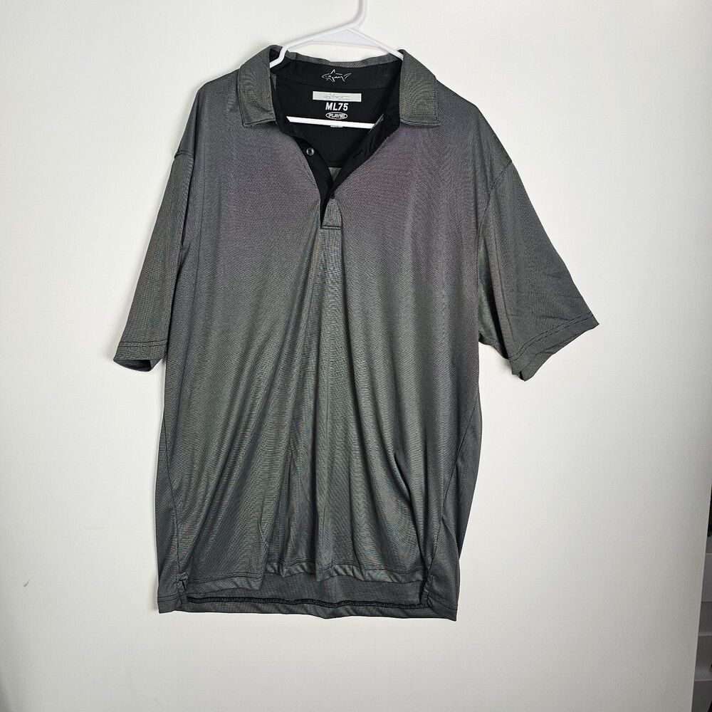 Greg Norman Polo Shirt Mens XXLarge Black Grey ML75 Play Dry Golf Outdoor Casual